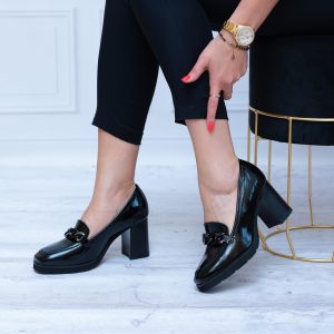 Czarne Półbuty Damskie Na Obcasie Eleganckie Półbuty Damskie SIMEN - Styl klasyczny