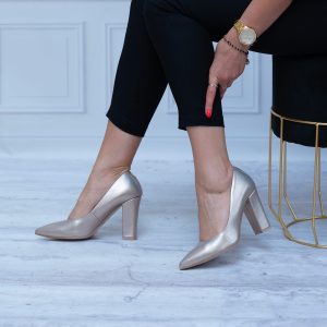 Buty Na Obcasie Do Sukienki Złote z Połyskiem 1662 KORDA - Styl elegancki