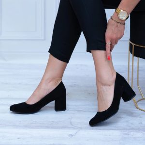 Czarne Czółenka Damskie Na Niskim Obcasie AGA BUT Wygodne Buty - Styl elegancki