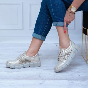 Półbuty Damskie Sznurowane Skórzane Helios 375S Wygodne Buty Na Jesień - Styl casualowy