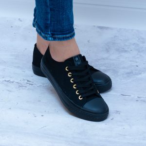 Czarne Trampki Damskie – Trampki Do Szkoły - Styl casualowy