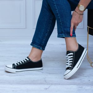 Trampki Damskie Czarne – Trampki Materiałowe Do Szkoły
