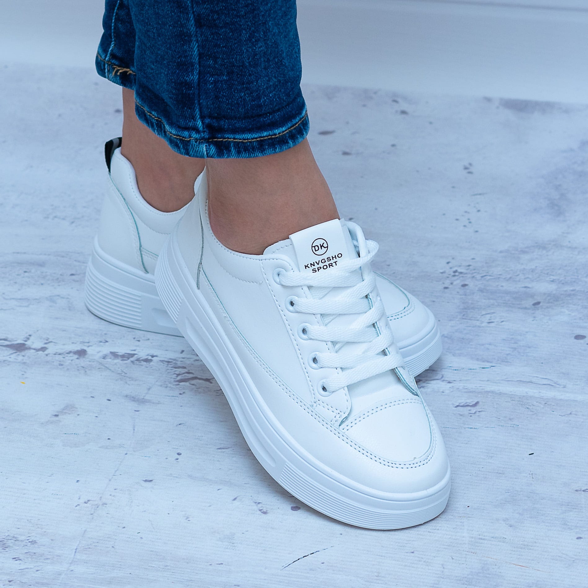 Białe Buty Na Grubej Podeszwie 23-16072 WH Wygodne Buty - Do spodni