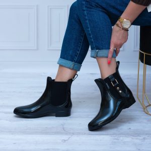 Czarne Kalosze Damskie 40 Krótkie KAL23-09 Modne Kalosze - Styl klasyczny