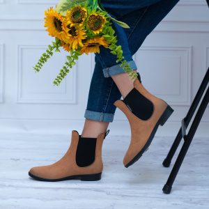 Kalosze Damskie Niskie Zamszowe Camel KAL23-11 Modne Kalosze 41