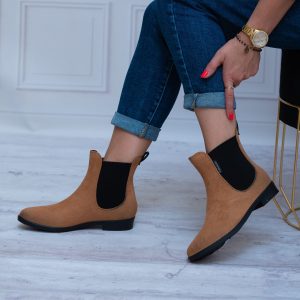 Kalosze Damskie Niskie Zamszowe Camel KAL23-11 Modne Kalosze 41 - Styl elegancki