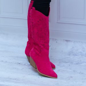 Ażurowe Kozaki Damskie Fuchsja 41 – Modne Buty Na Jesień - Styl elegancki
