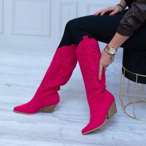 Ażurowe Kozaki Damskie Fuchsja 41 – Modne Buty Na Jesień - Na wiosnę