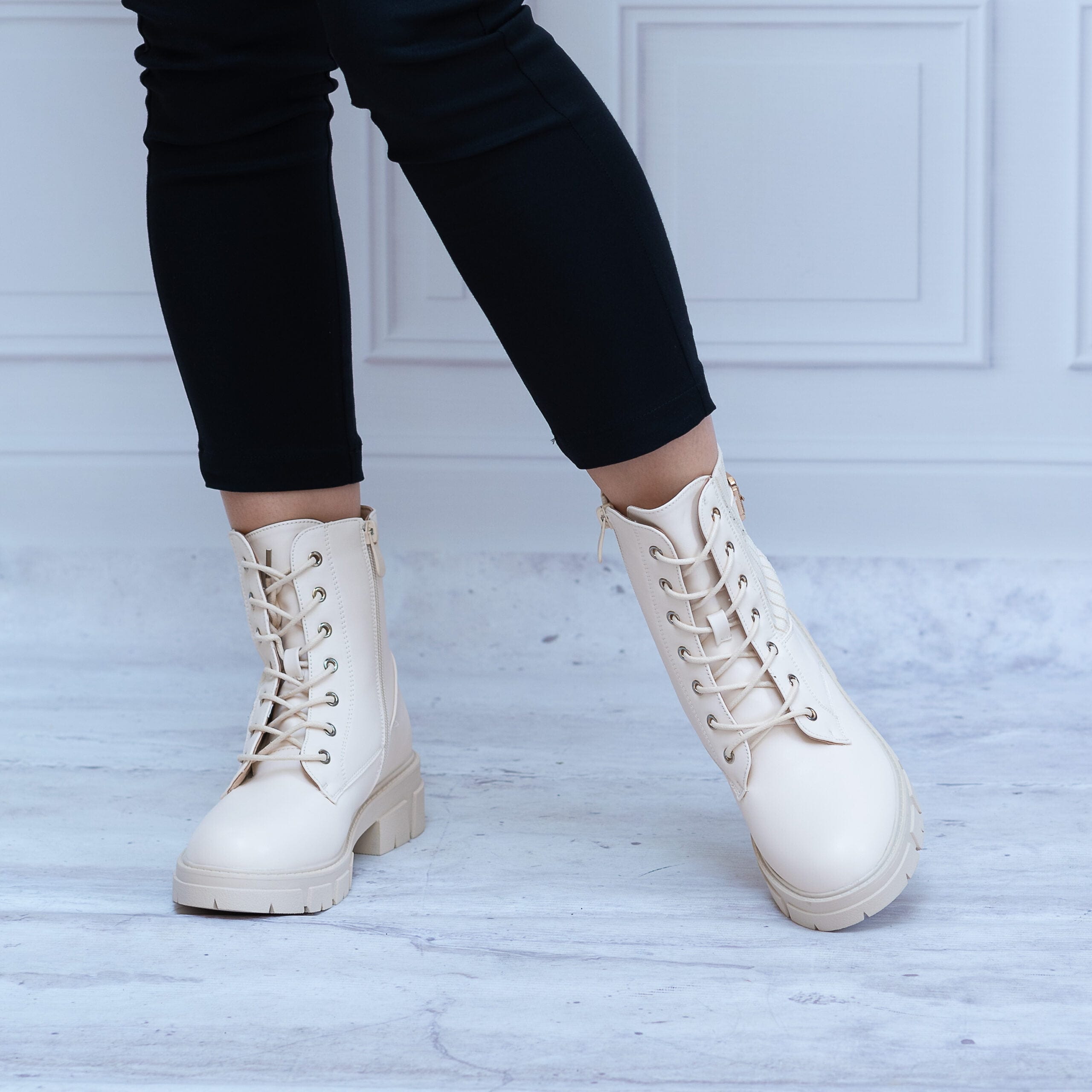 Botki ze Skarpetą Beżowe – Modne Buty Na Jesień - Na wiosnę