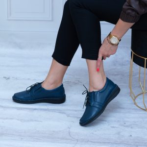 Granatowe Półbuty Damskie Skórzane 42 Wasak Wygodne Buty Na Jesień - Styl miejski