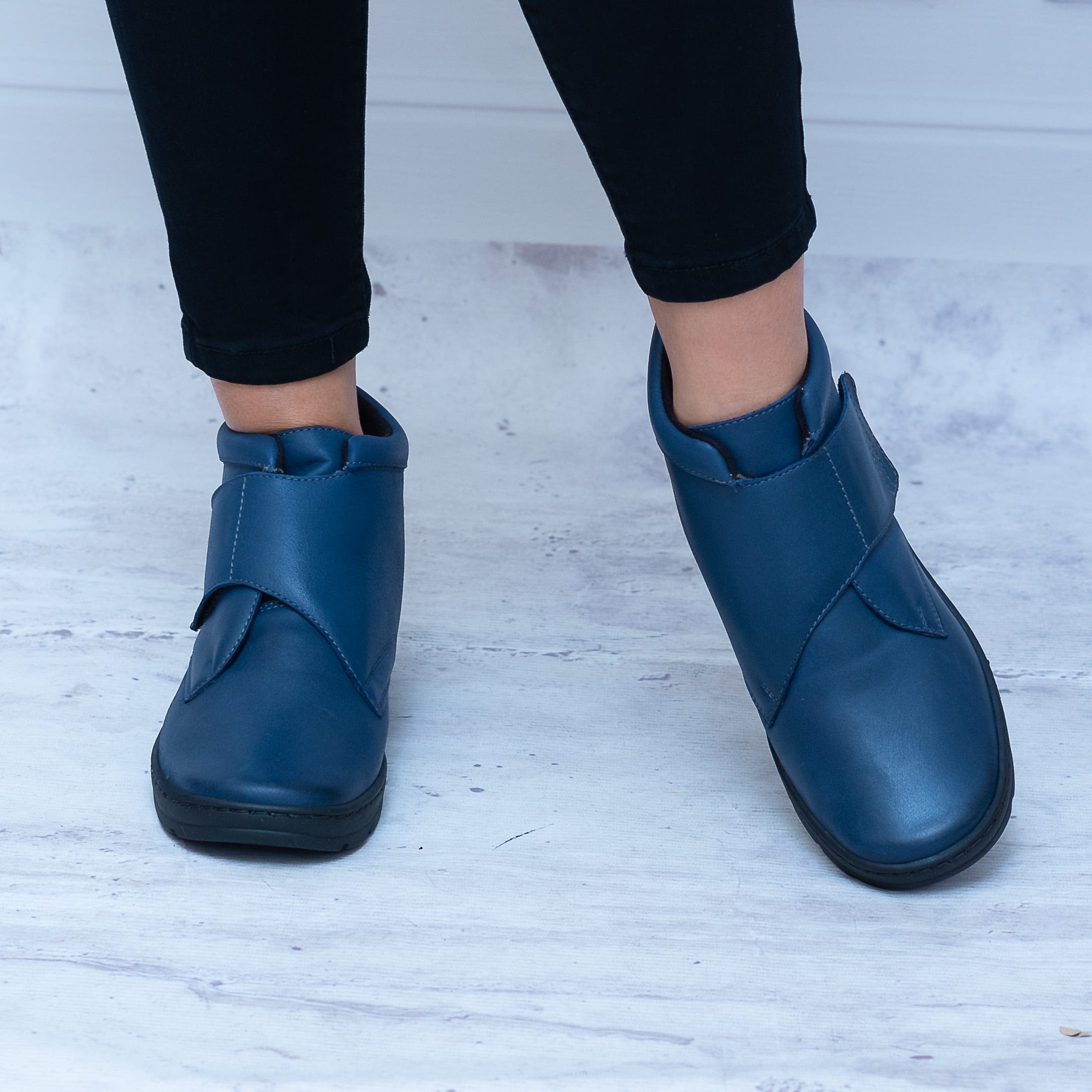 Wygodne Buty Skórzane Damskie – Granatowe Buty Damskie Skórzane Wasak - Styl miejski