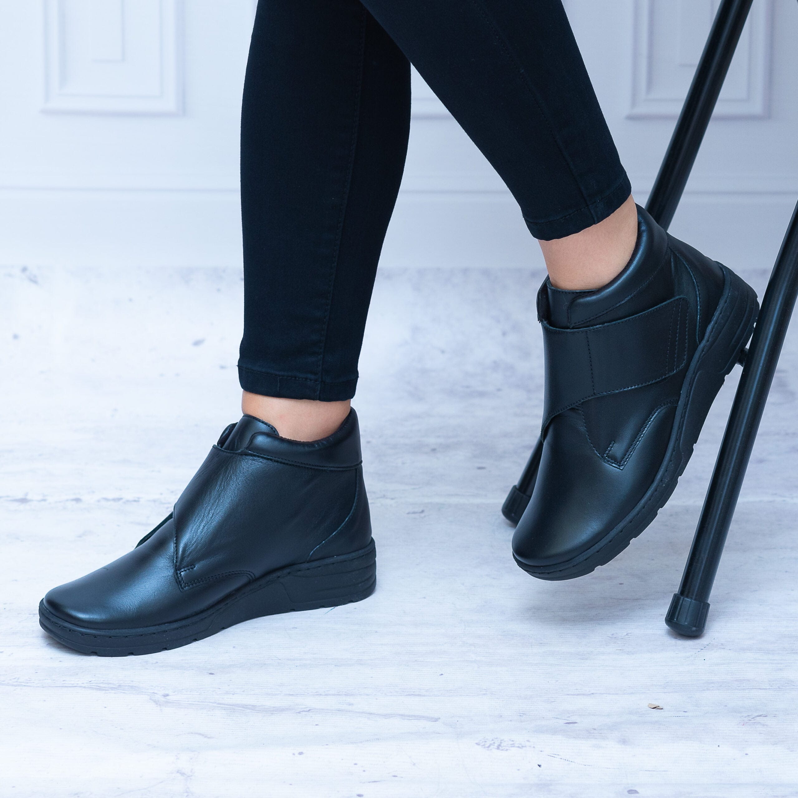Wygodne Buty Skórzane Wasak – Czarne Buty Damskie Skórzane - Do spodni