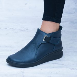 Buty Skórzane Damskie Helios – Granatowe Buty Damskie Ze Skóry - Na jesień