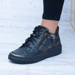 Czarne Półbuty Ze Skóry Wasak – Wygodne Buty Damskie - Styl klasyczny