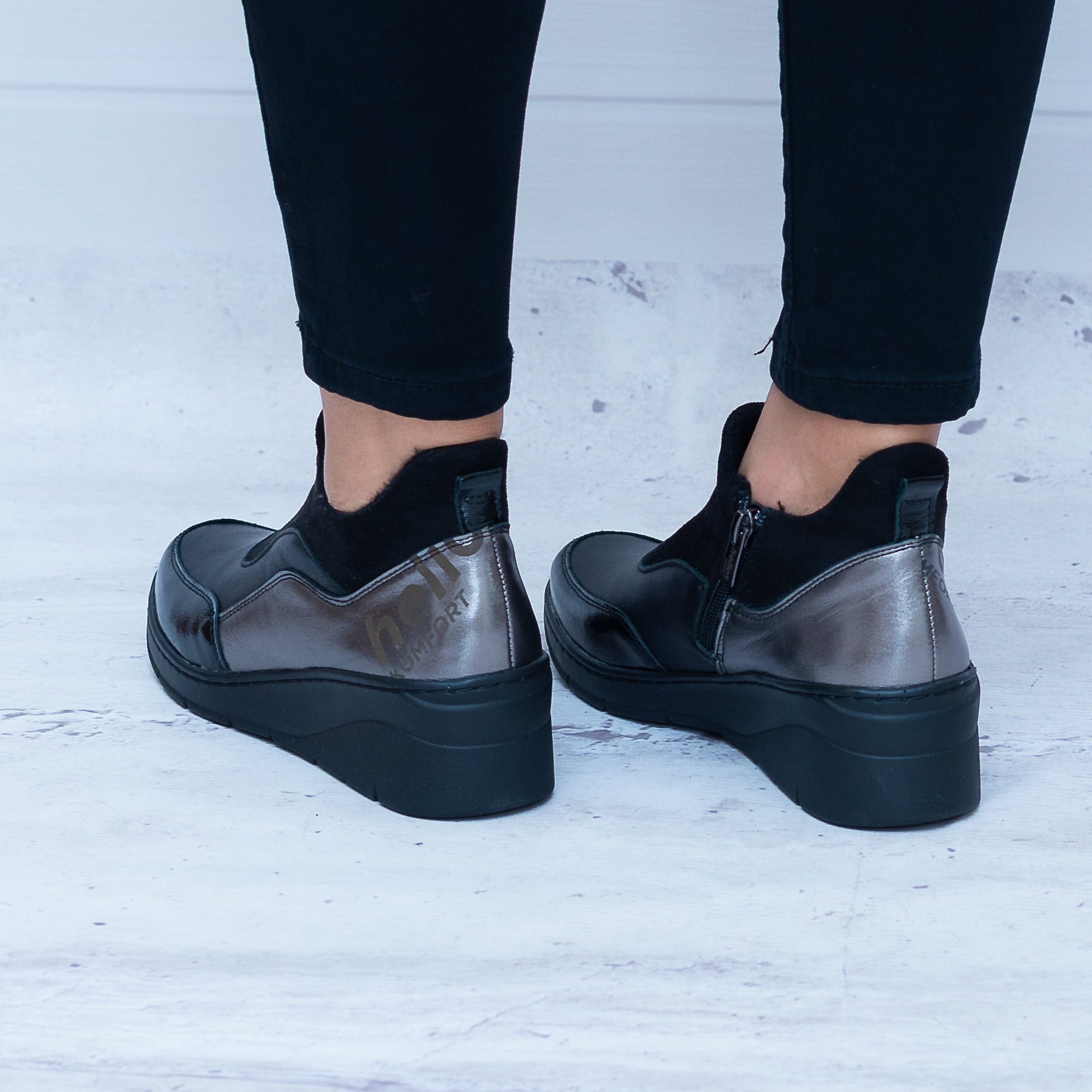 Czarne Półbuty Na Koturnie Helios – Eleganckie Buty Damskie - Na lato
