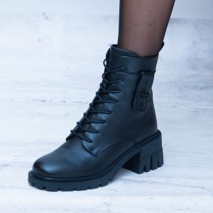 Czarne Botki Damskie Sznurowane – Modne Buty Damskie Filippo - Na jesień