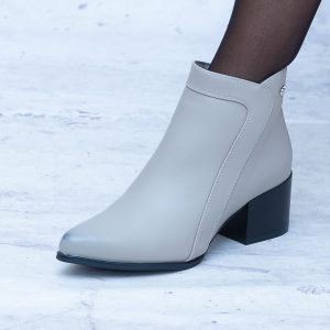 Szare Botki Damskie Eleganckie Buty Damskie Na Niskim Obcasie Sergio Leone