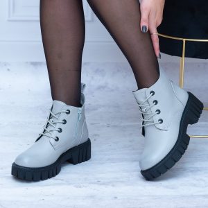 Trapery Damskie Szare Na Grubym Spodzie – Modne Buty Damskie Sergio Leone - Styl casualowy