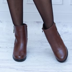Brązowe Botki Na Platformie i Słupku – Wygodne Buty Sergio Leone - Styl casualowy