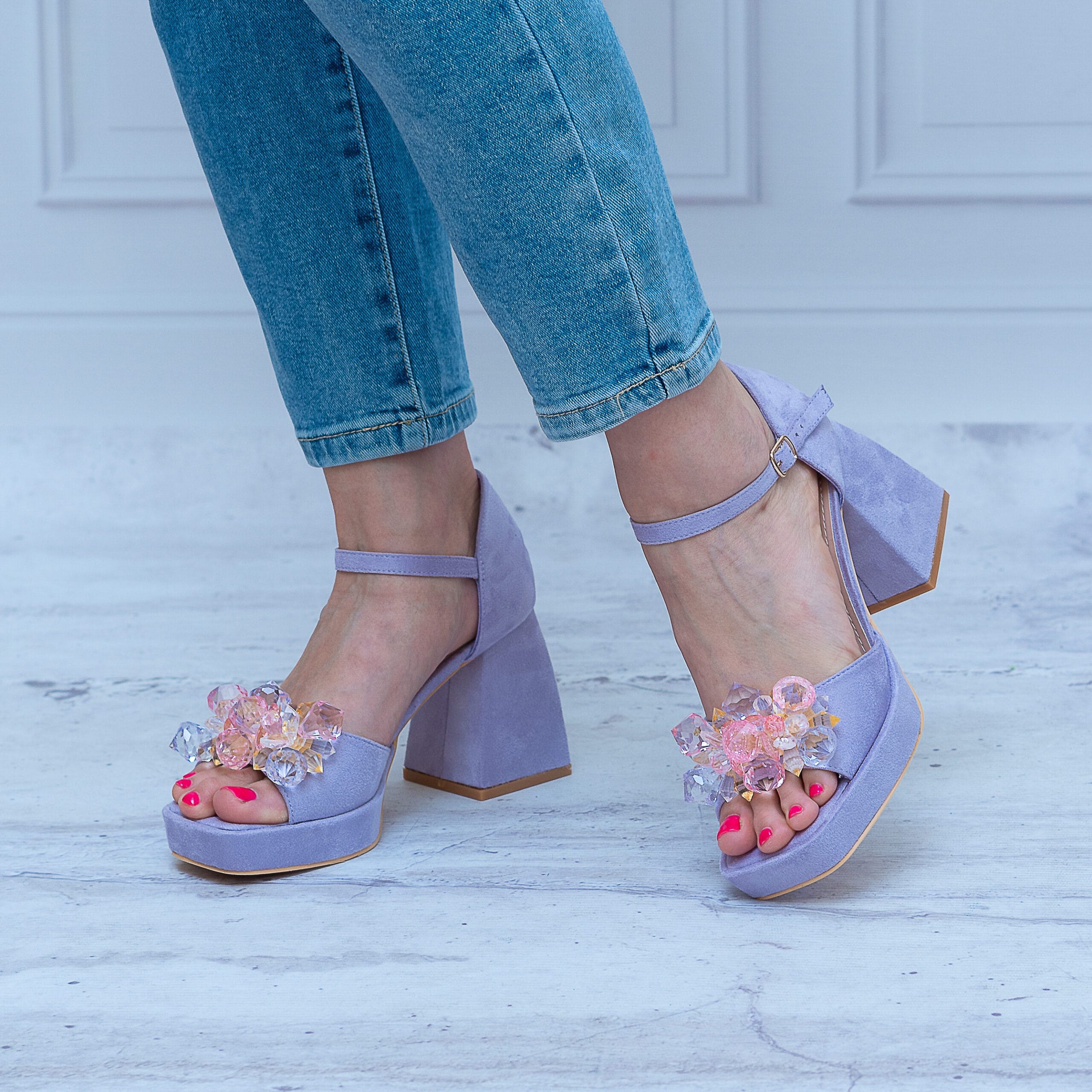 Sandały Na Obcasie SEAESTAR SY82P PURPLE Wygodne Buty Na Lato - Do sukienki