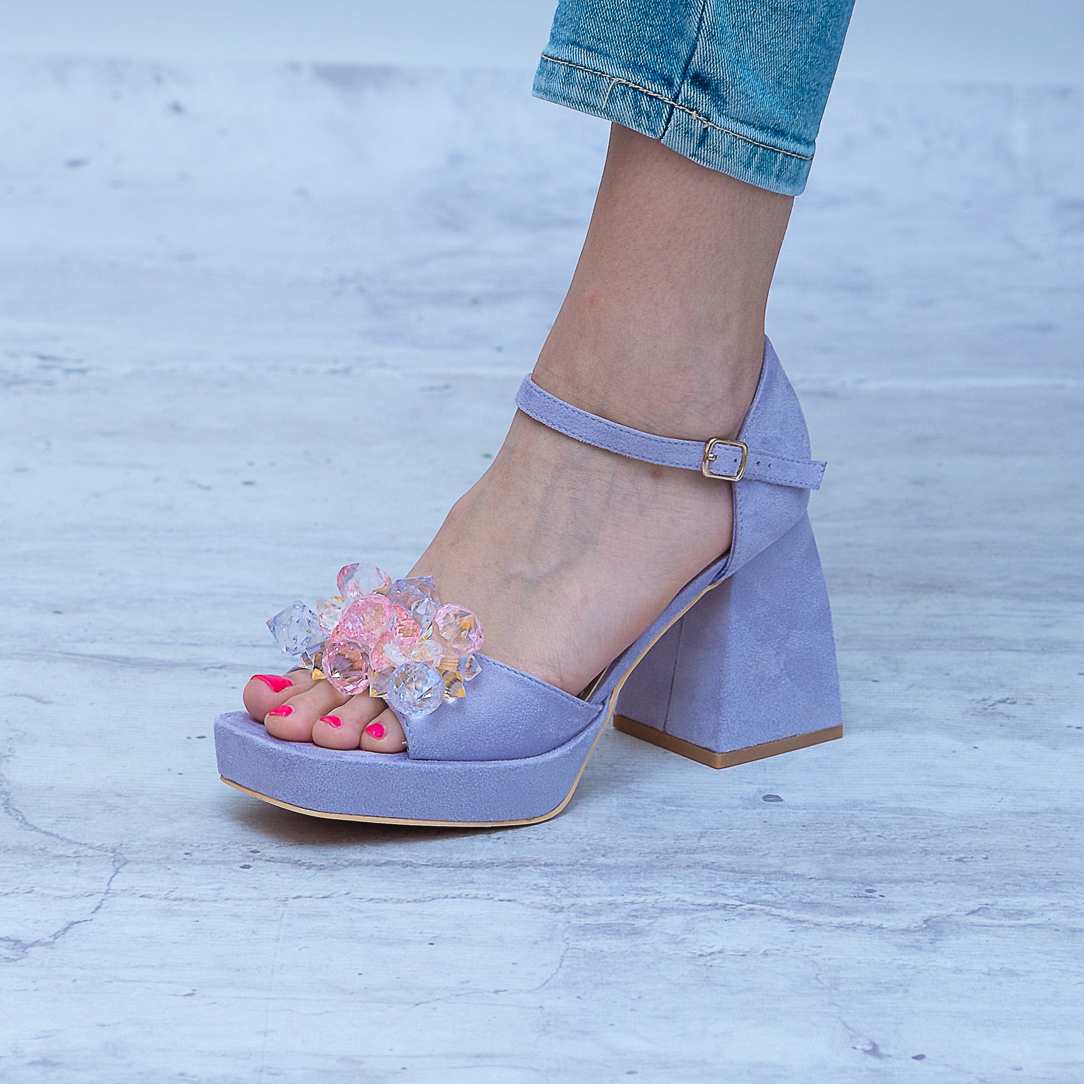 Sandały Na Obcasie SEAESTAR SY82P PURPLE Wygodne Buty Na Lato - Na lato
