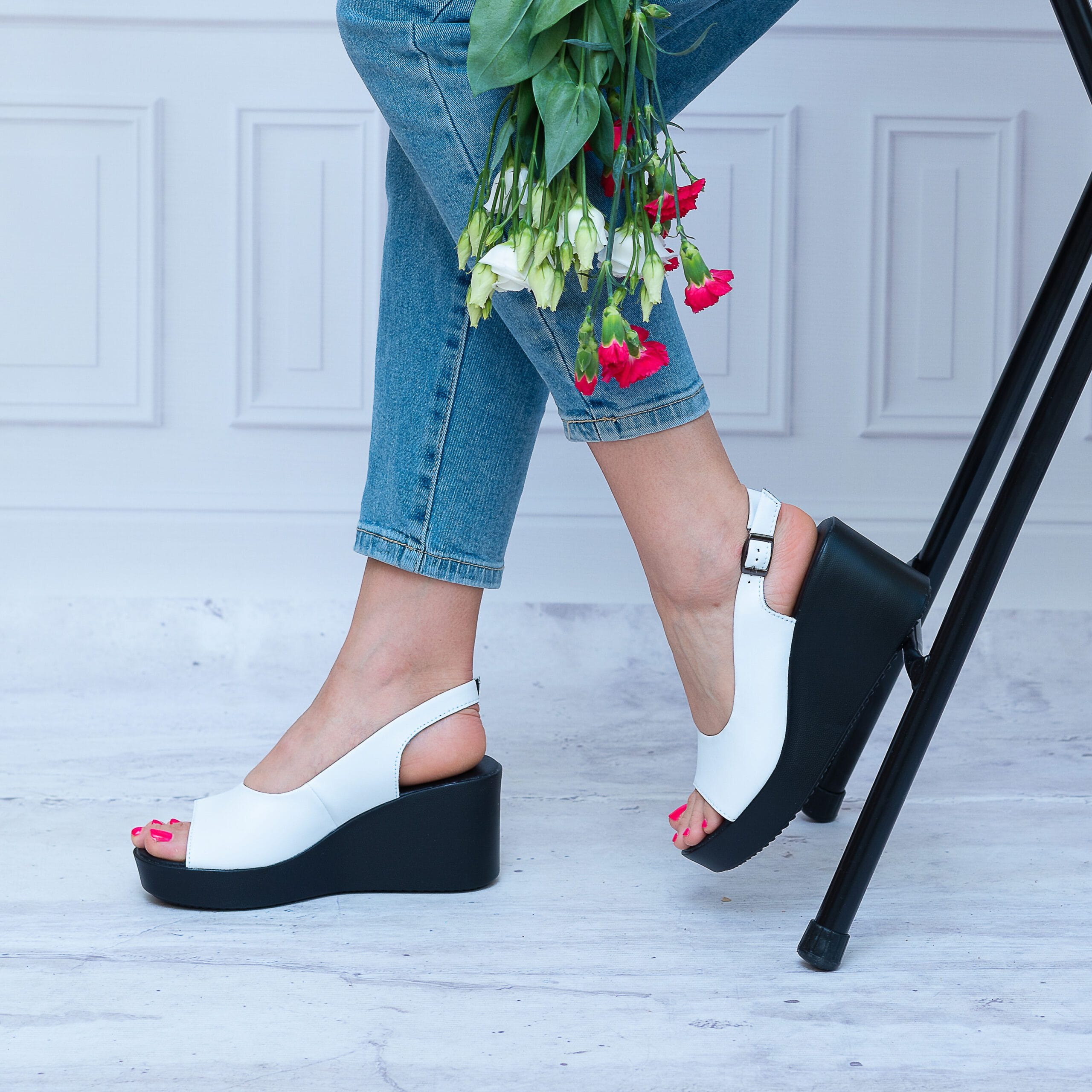 Sandały Na Koturnie GS L23-50 White T.Sokolski Wygodne Buty