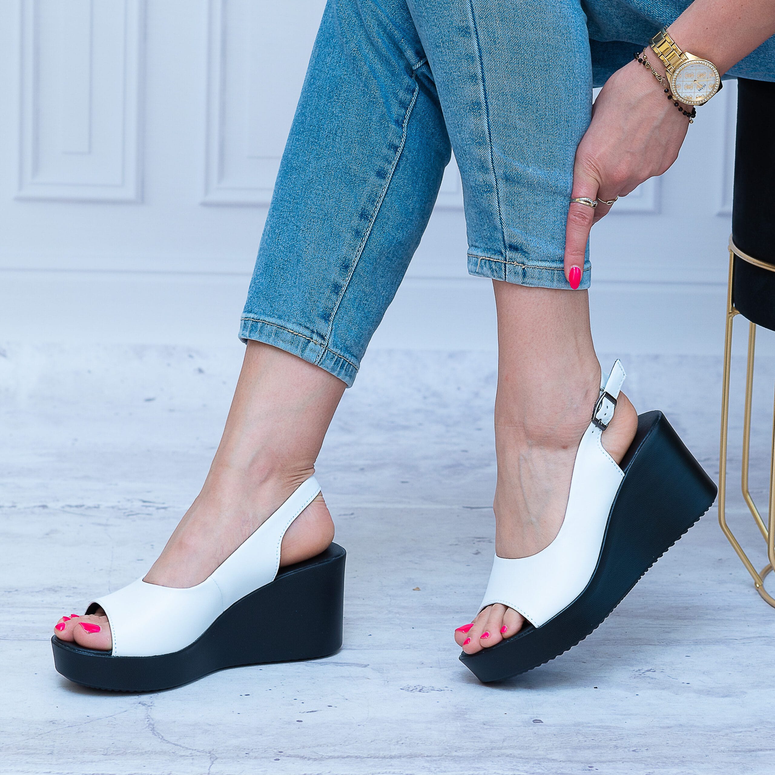 Sandały Na Koturnie GS L23-50 White T.Sokolski Wygodne Buty - Styl miejski