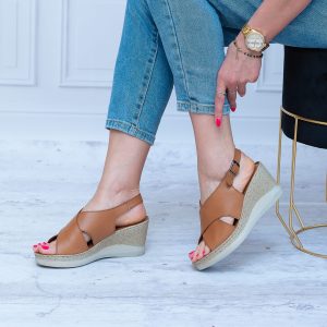 Sandały na Koturnie Sokolski IZM-IK177-TABA Skóra Wygodne Buty - Styl miejski