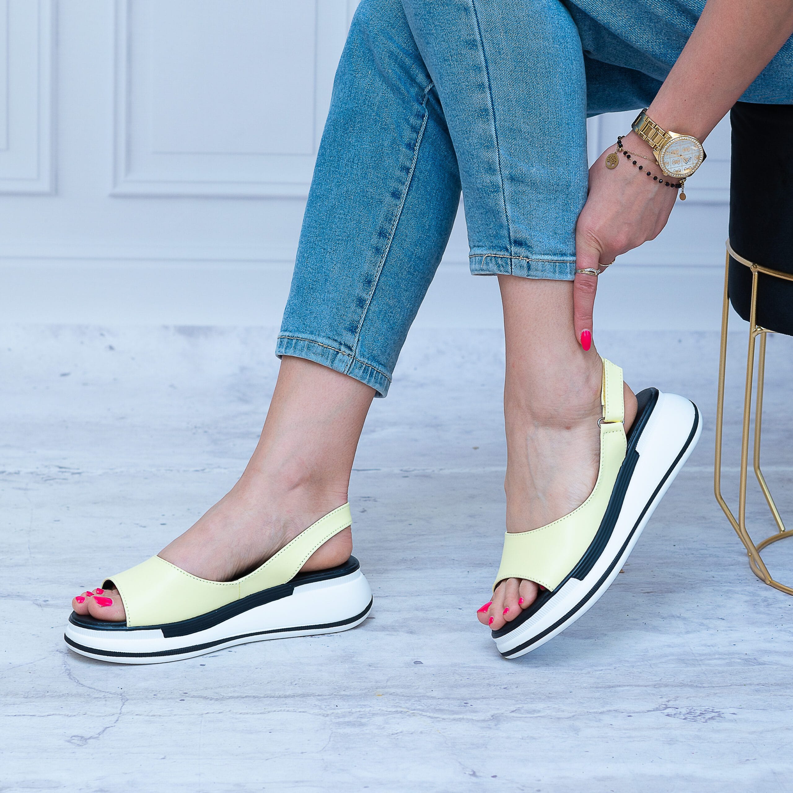 Sandały Ze Skóry GS L23-46 YELLOW T.Sokolski Wygodne Buty Na Lato - Styl casualowy