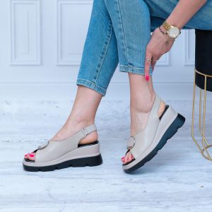 Beżowe Sandały Na Platformie T.Sokolski GS L23-32 BEIGE - Styl casualowy