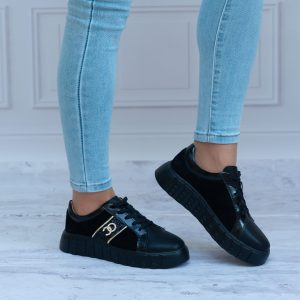 Czarne Skórzane Sneakersy FILIPPO DP4587/23 BK