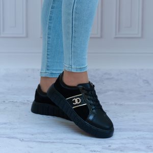 Czarne Skórzane Sneakersy FILIPPO DP4587/23 BK - Styl klasyczny