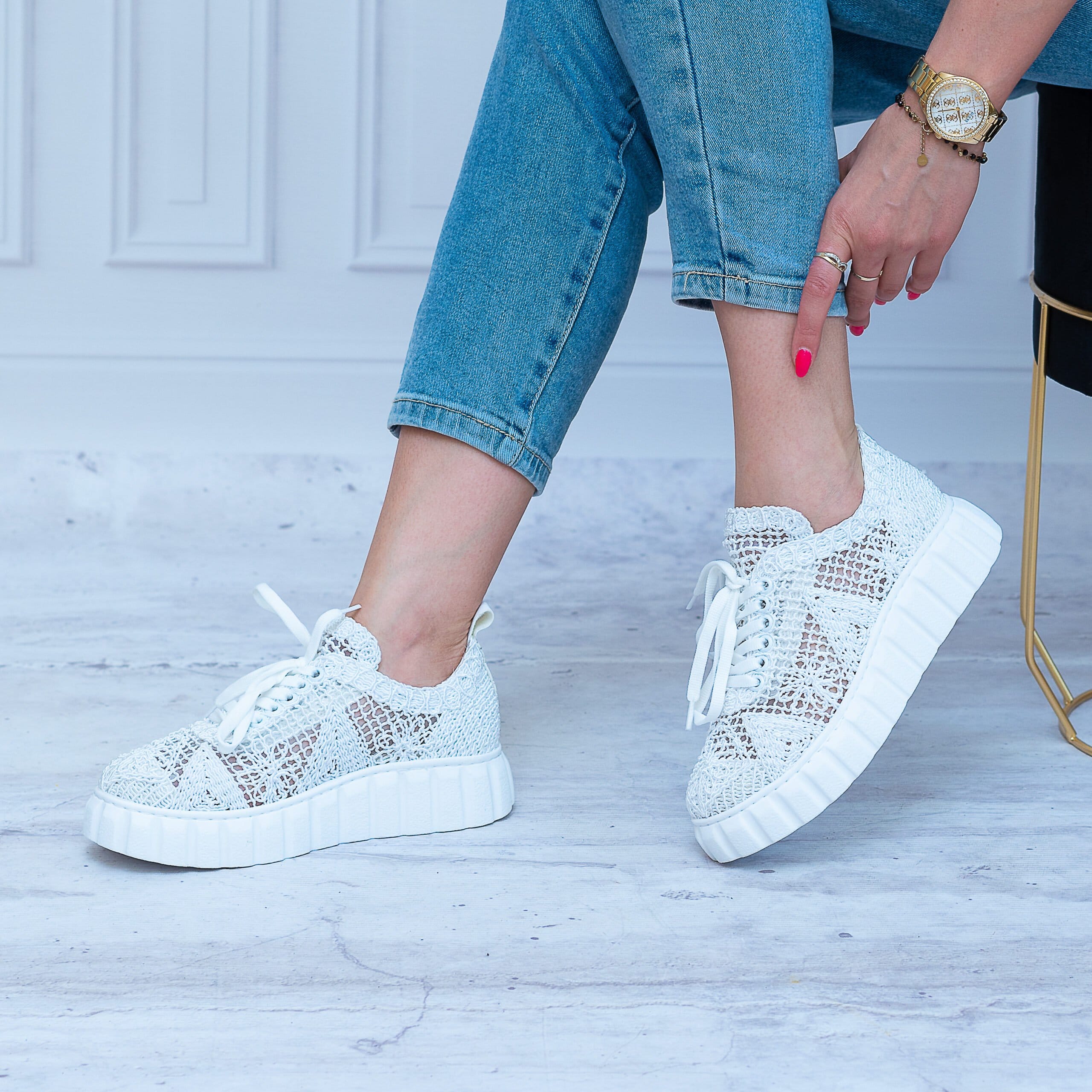 Trampki Koronkowe T.Sokolski AMI W23-340 WHITE Wygodne Buty - Styl casualowy