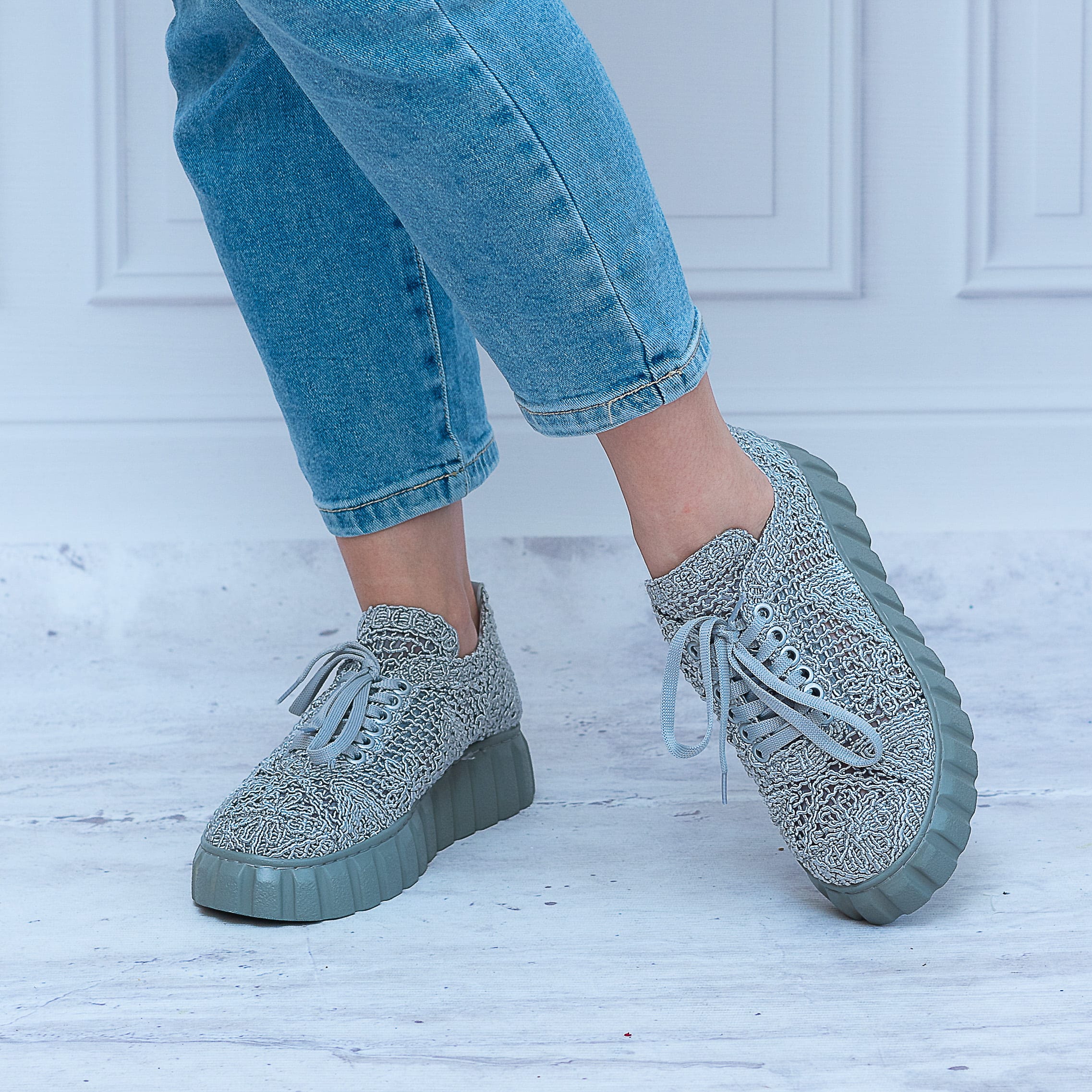 Trampki Koronkowe T.Sokolski AMI W23-340 GREY Wygodne Buty - Do spodni