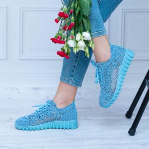 Niebieskie Trampki Koronkowe T.Sokolski – Wygodne Buty – IZM LADY1982 Blue
