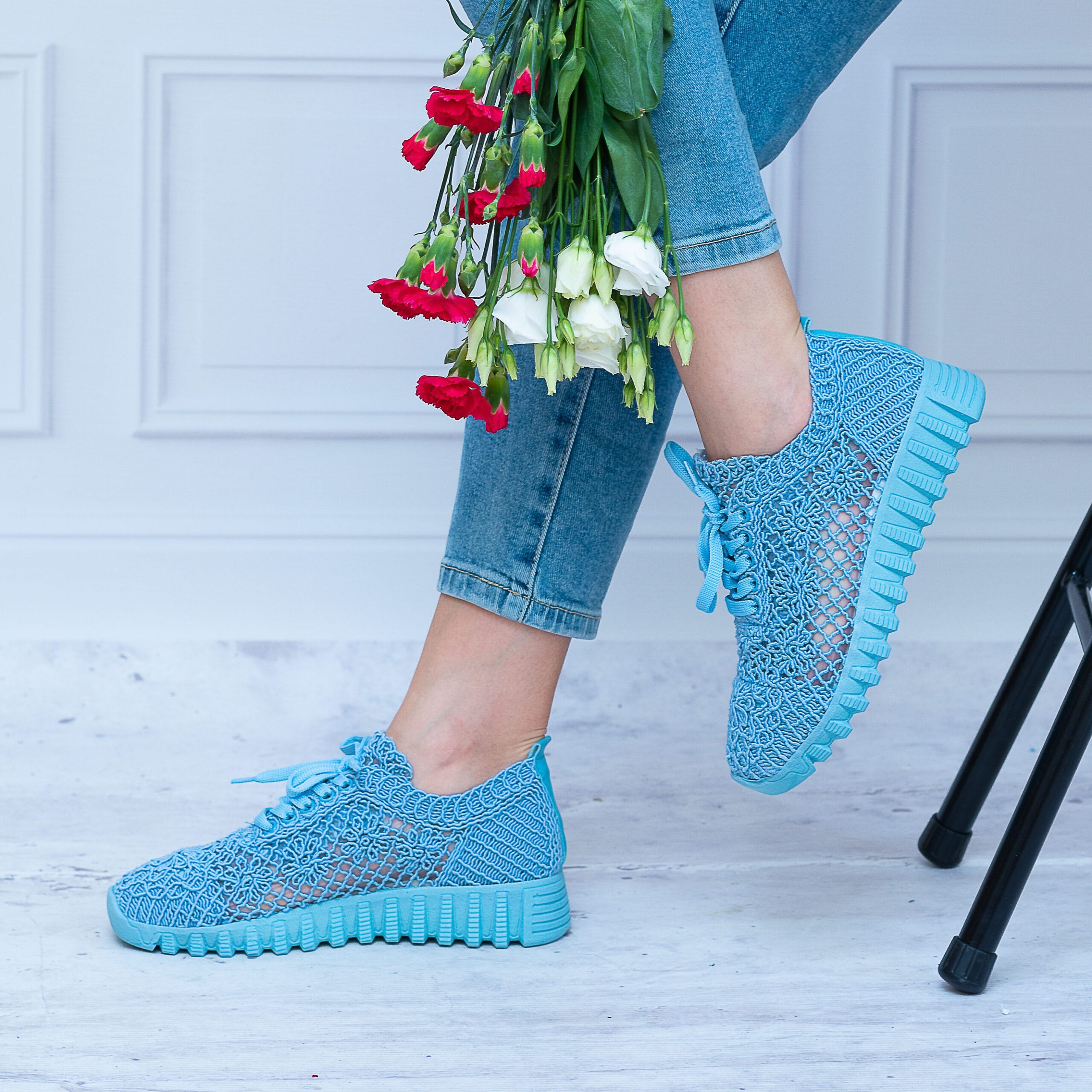 Niebieskie Trampki Koronkowe T.Sokolski – Wygodne Buty – IZM LADY1982 Blue