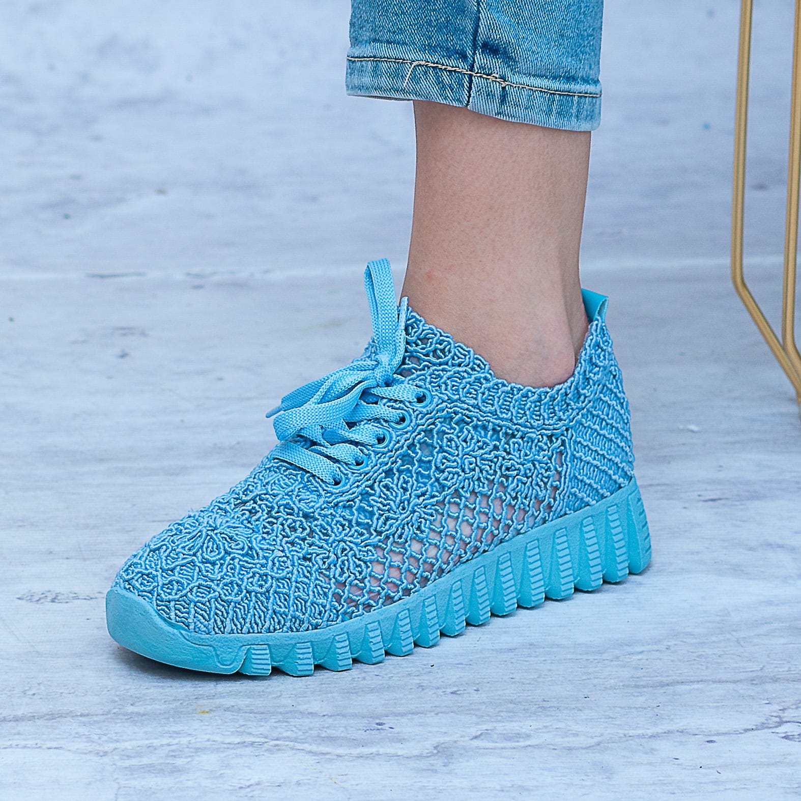 Niebieskie Trampki Koronkowe T.Sokolski – Wygodne Buty – IZM LADY1982 Blue - Na lato