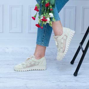 Trampki Koronkowe T.Sokolski IZM LADY1982 BEIGE Wygodne Buty