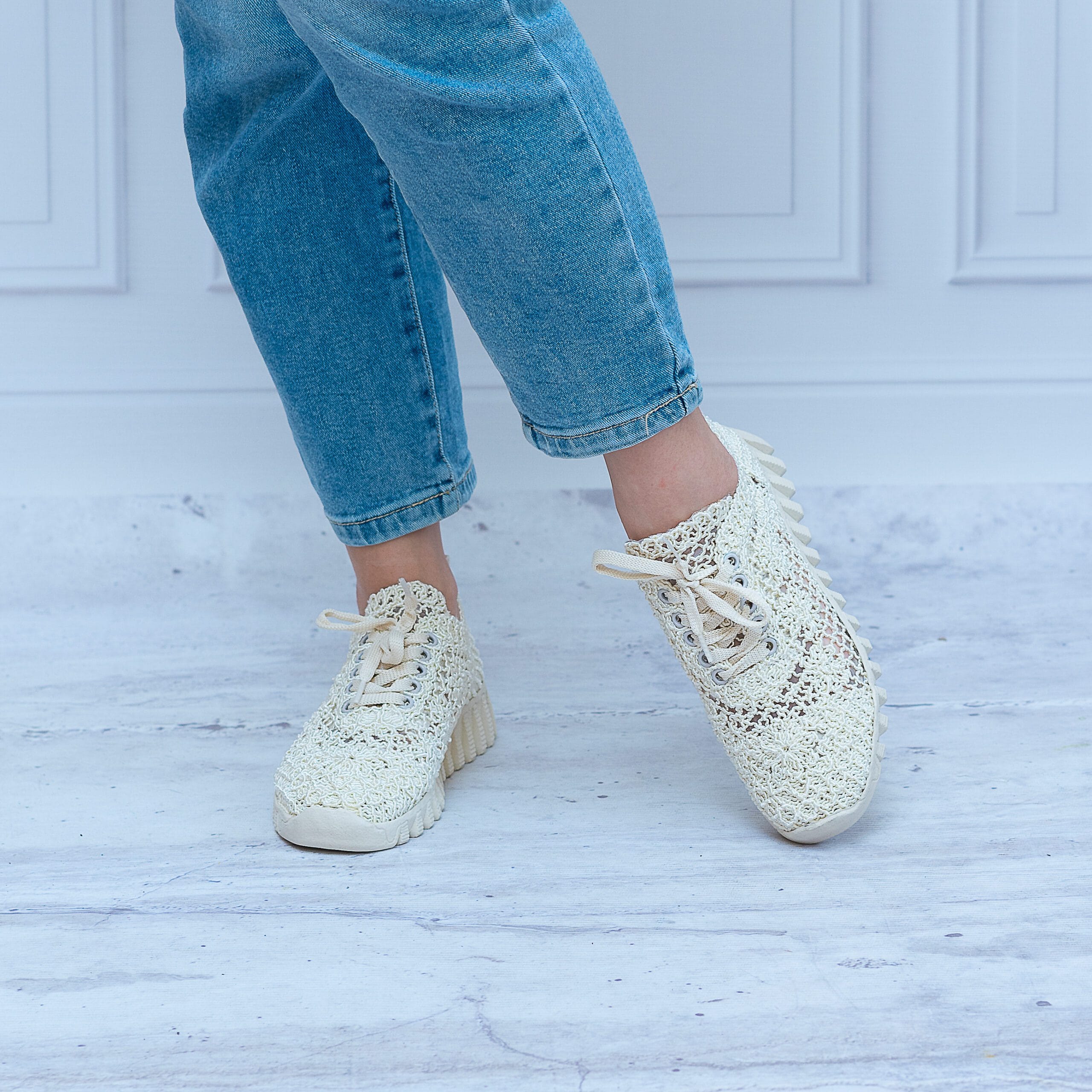 Trampki Koronkowe T.Sokolski IZM LADY1982 BEIGE Wygodne Buty - Do spodni