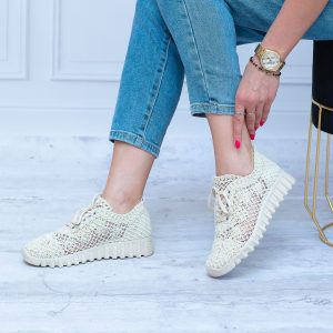 Trampki Koronkowe T.Sokolski IZM LADY1982 BEIGE Wygodne Buty - Styl casualowy