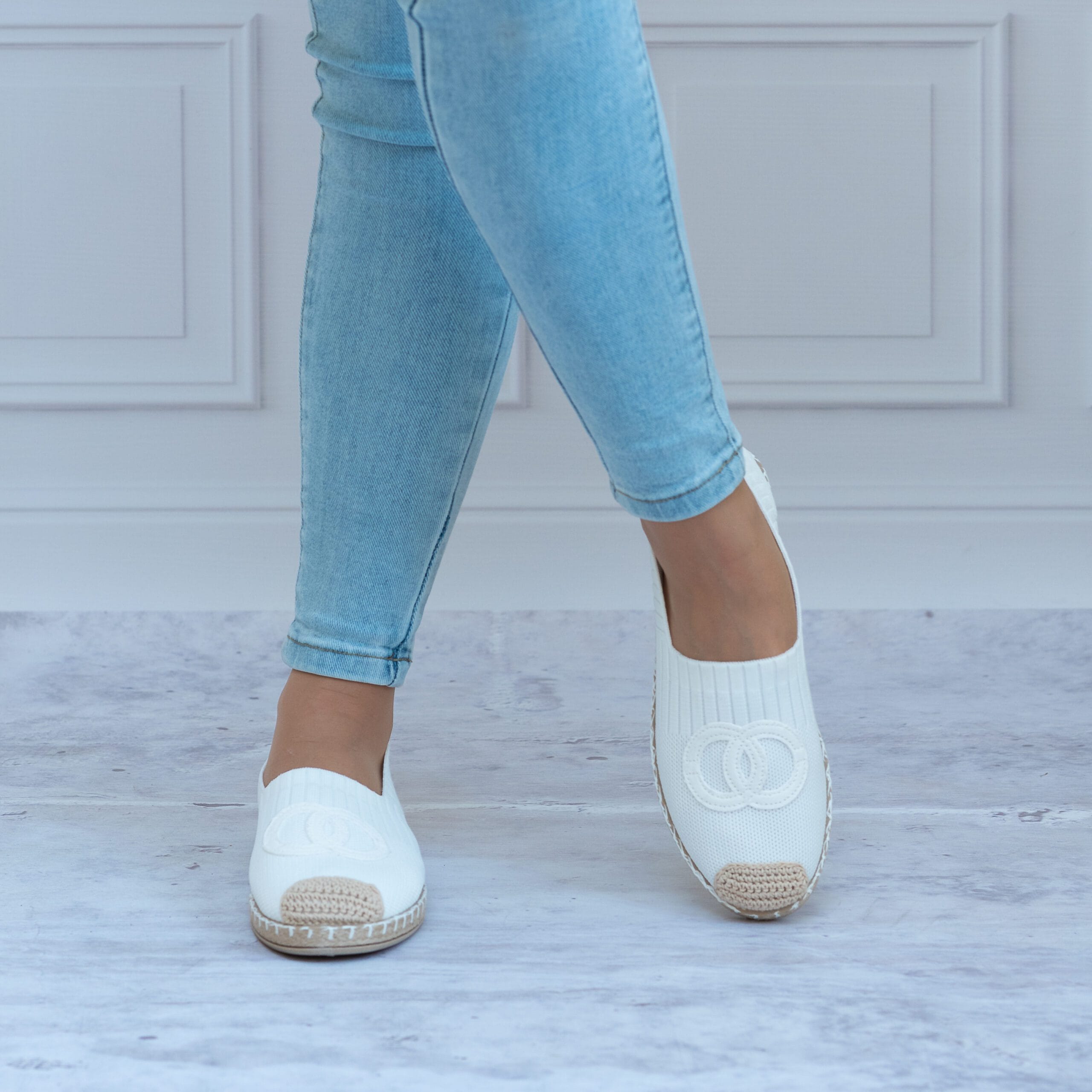 Espadryle białe damskie F92-5 - Styl boho