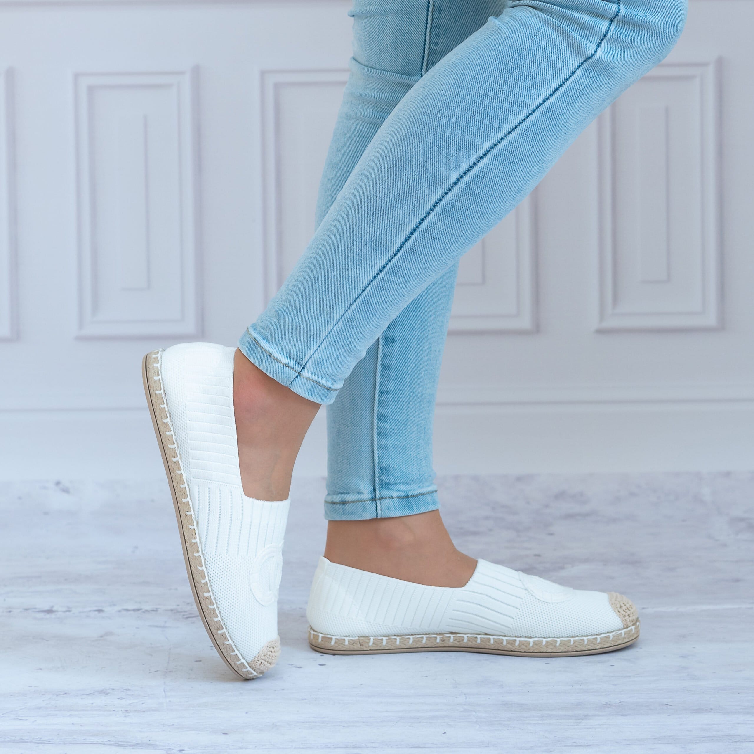 Espadryle białe damskie F92-5 - Na lato