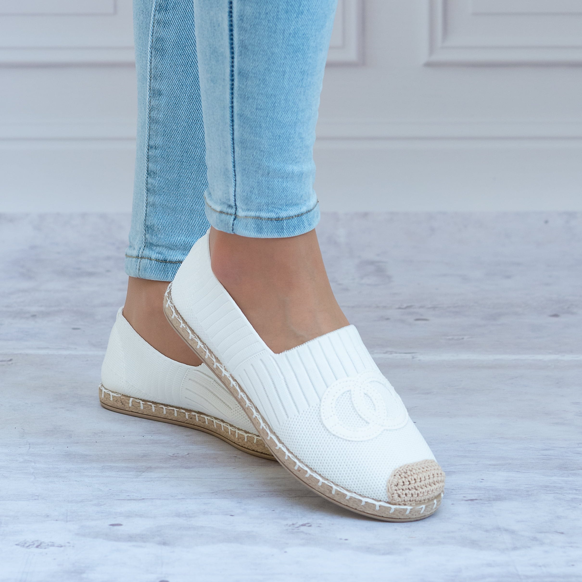 Espadryle białe damskie F92-5 - Do sukienki