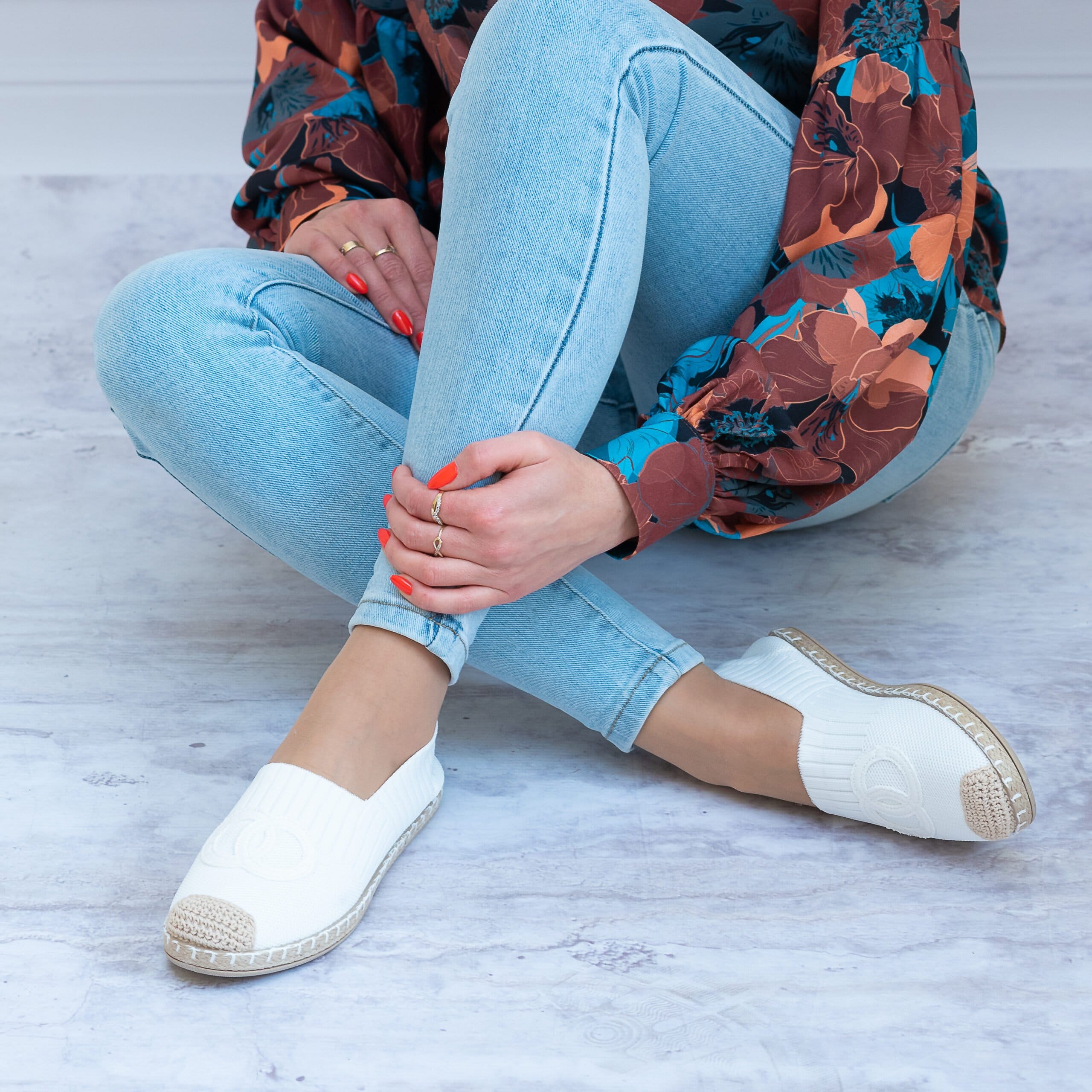 Espadryle białe damskie F92-5 - Styl casualowy