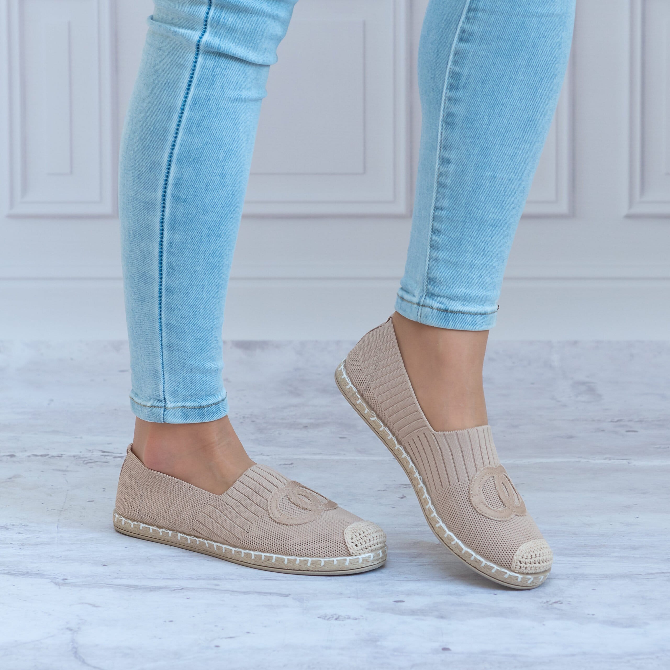 Espadryle beżowe damskie F92-8