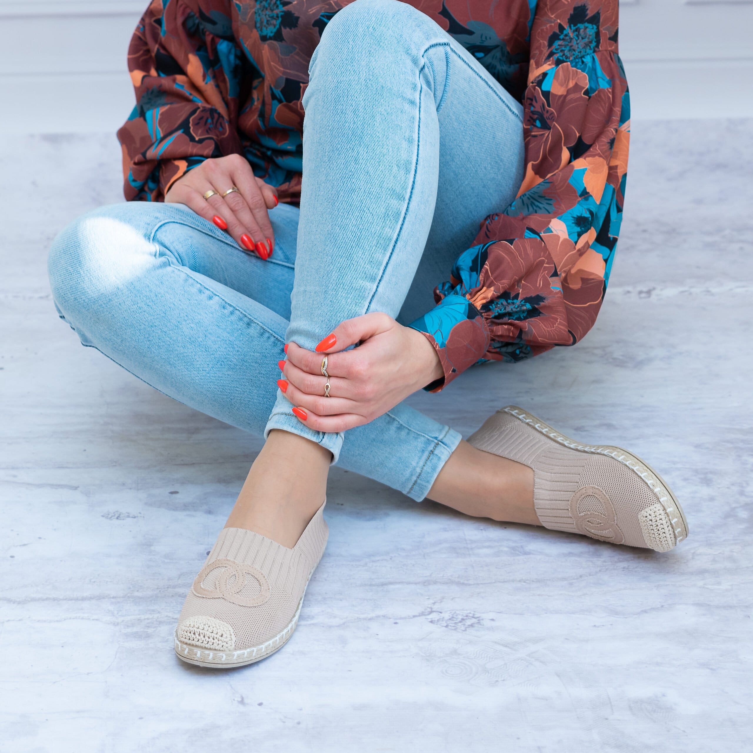 Espadryle beżowe damskie F92-8 - Styl casualowy