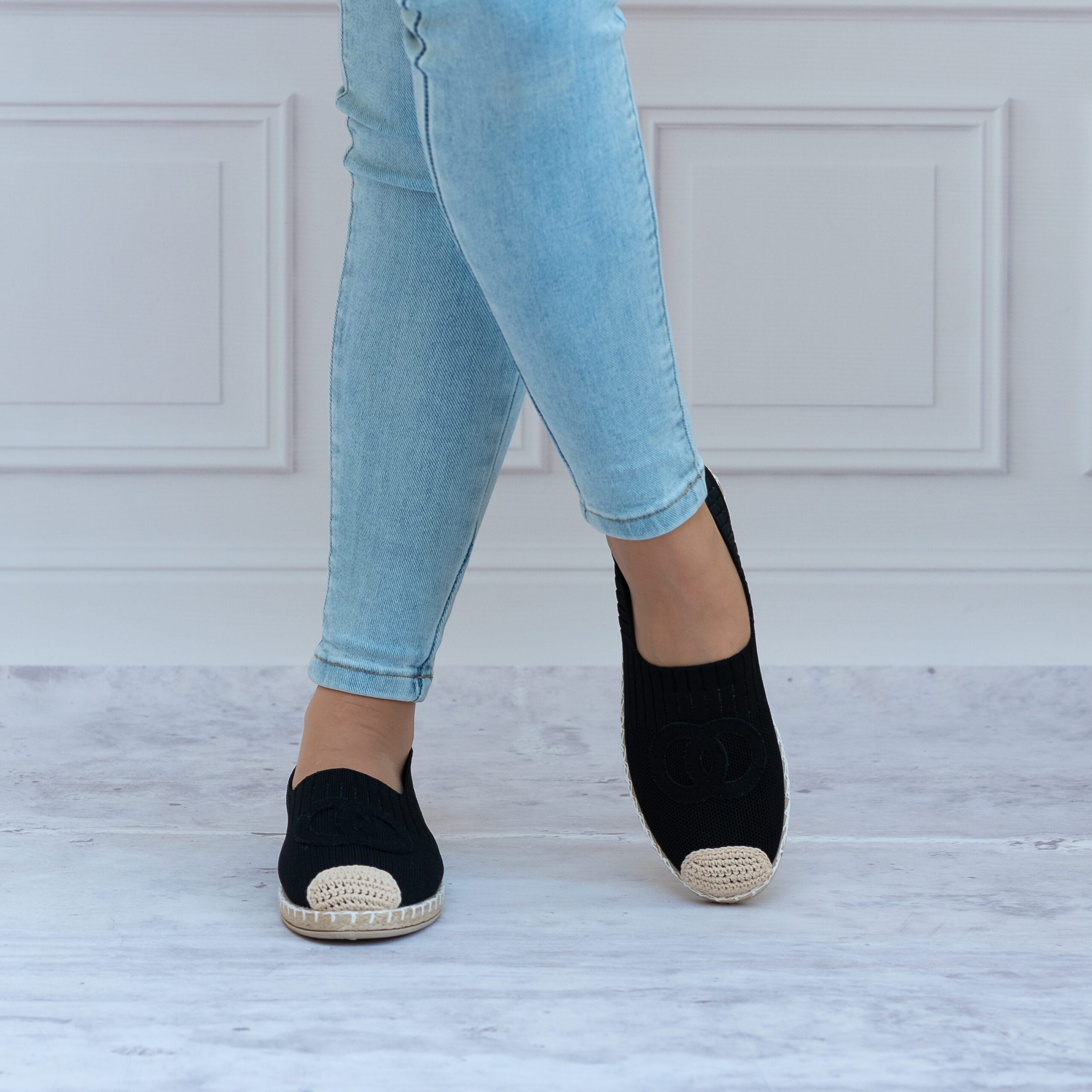 Espadryle czarne damskie F92-2 - Do sukienki