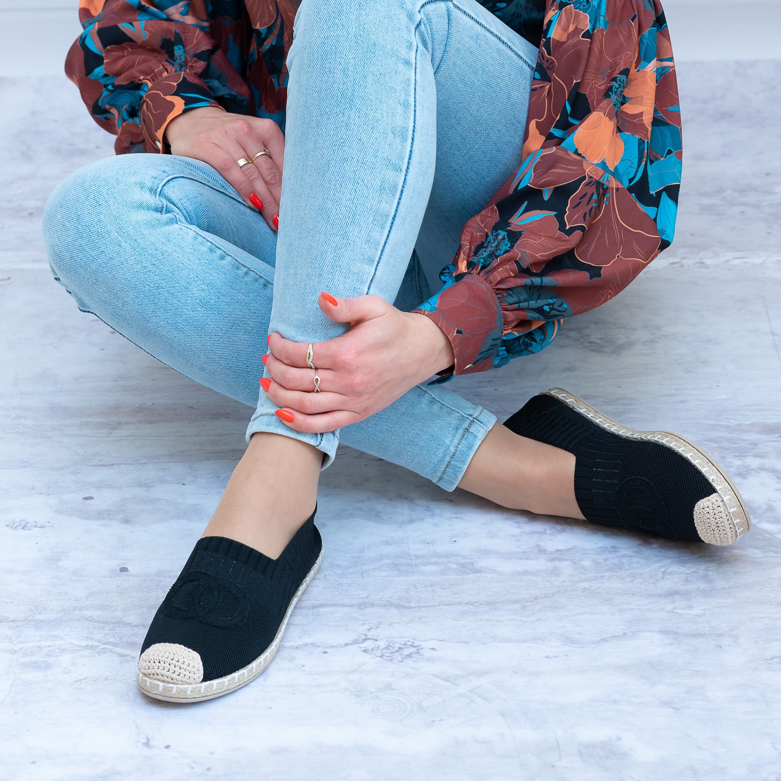 Espadryle czarne damskie F92-2 - Styl casualowy