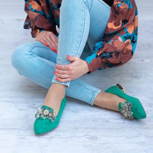 Półbuty zielone damskie z ozdobą SEASTAR GG-113P - Styl casualowy