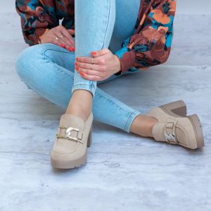 Mokasyny na grubej podeszwie POTOCKI 23-12041BG - Styl casualowy